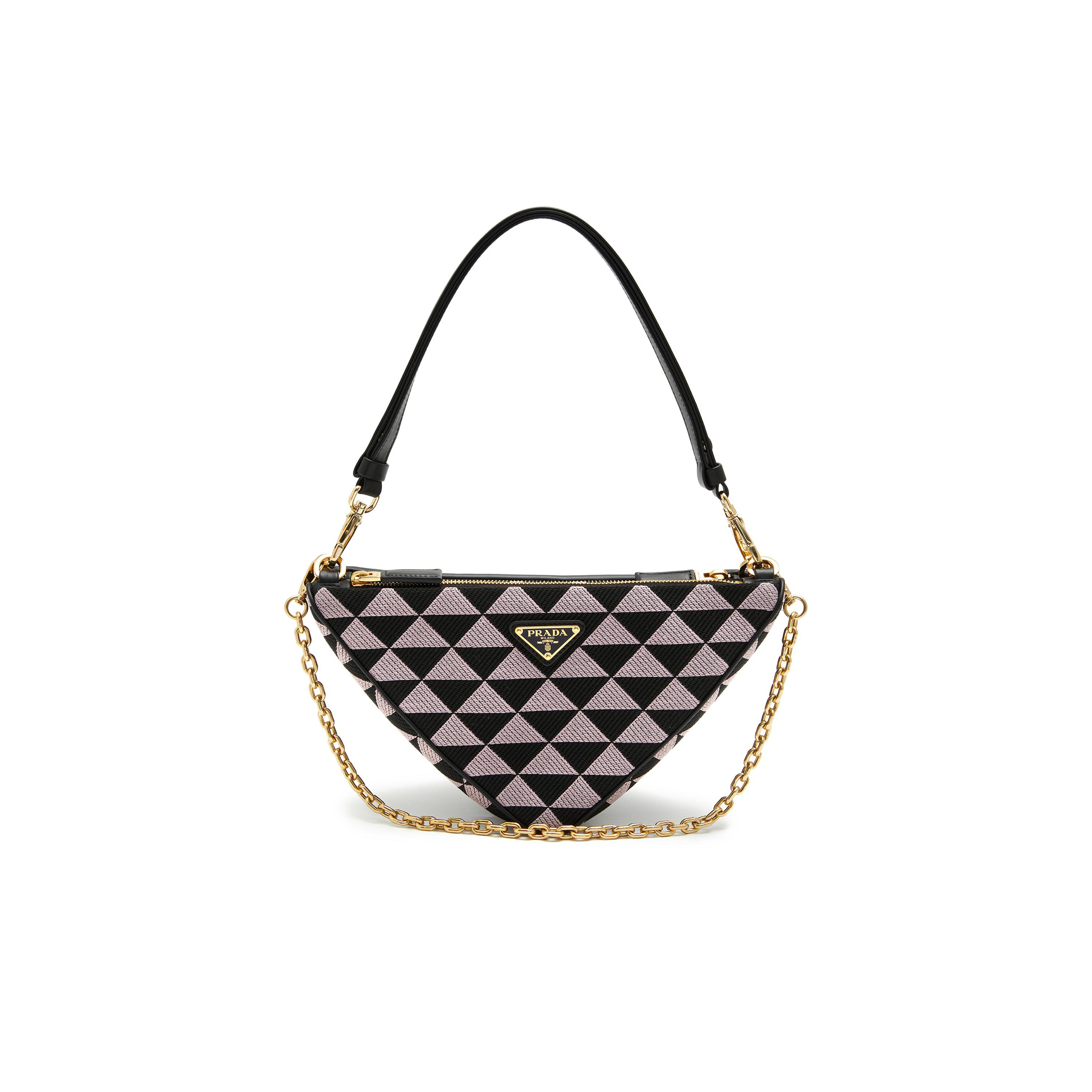 PRADA TRIANGULAR COLORBLOCK JACQUARD SHOULDER BAG 1BC176 (25*23*5cm) 